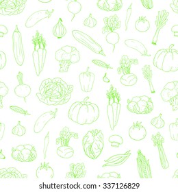 Seamless hand-drawn vegetable  background.  Can be used for wallpaper, web page background, surface textures.