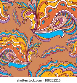Seamless hand-drawn waves pattern. Abstract wavy background, nature theme. Vector illustration