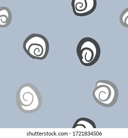 Seamless hand-painted Doodle vector drawing. The ovals look like snails. Stylish pastel colors and modern graphics. Suitable for Wallpaper, textiles, covers and other finishing materials.