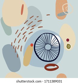 Dibujo vectorial sin inconvenientes pintado a mano Doodle. Ovalos, líneas, trazos y puntos. Elegantes colores pastel y gráficos modernos. Apto para tapicería, textiles, cubiertas y otros materiales de acabado.