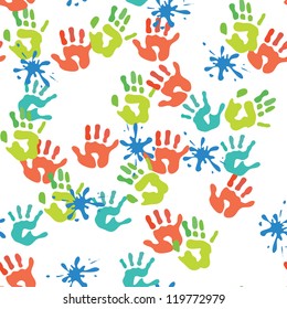 Seamless hands background. Vector illustration