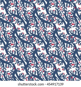 Seamless hands drawn spring pattern with flowers. Vector illustration EPS
