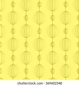 Seamless hanging wireframe balls on yellow vector design for use as a background or wallpaper. eps10 format.