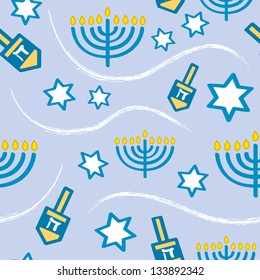 A seamless Hanukkah pattern using classic Hanukkah symbols.