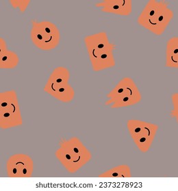 Patrón de emojis felices e inmaculados en el estilo de las caricaturas sobre fondo colorido.
