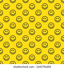 Seamless happy emoji pattern. Yellow abstract background