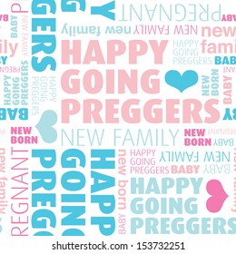 Seamless happy girl boy pregnant baby shower invitation background pattern in vector 