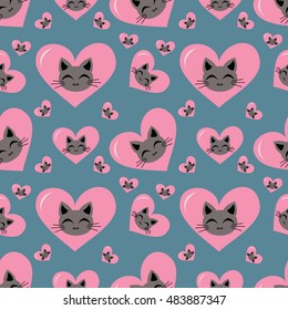 seamless happy kitten background