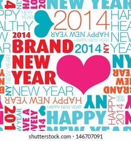 Seamless happy new year 2014 background pattern in vector 