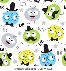 seamless happy polka dots pattern vector illustration