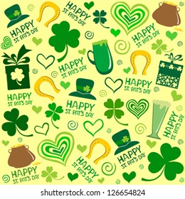 Seamless happy St. Patrick's day elements background. vector illustration