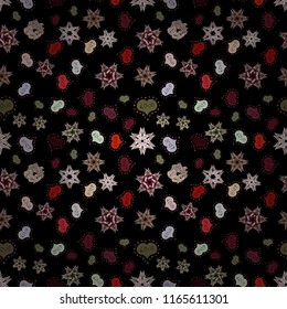 Seamless Happy Valentine':s Day card seamless background pattern heart. Cute black, gray and red colors elements. Vector illustration.