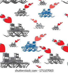 seamless Happy Valentine's Day (Paddle steamer) steamer pipe is like smoke emitted hearts seamless