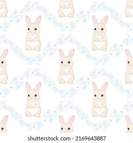 Seamless hare pattern. Cute little Bunny. Cute rabbit vector design for fabric and decor.