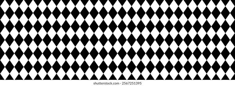 Seamless harlequin or argyle pattern made of black diamonds over white.