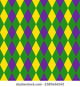 Seamless Harlequin pattern. The traditional colors of the Mardi Gras holiday.