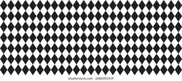 Nahtloses Harlekin Muster-schwarz und weiß . Nahtloses Harlekin Muster-schwarz und weiß. Geometrisches Muster basierend auf Quadraten auf weißem Hintergrund. Nahtlos in einer Richtung
