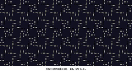 Seamless hatching duotone pattern blue yellow palette. Abstract shapes tattersall background. Dashed line. Simplicity geometric concept allover print block minimal design digital wallpaper