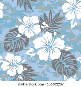 Seamless Hawaiian Aloha Camouflage Background Pattern