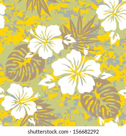 Seamless Hawaiian Aloha Camouflage Background Pattern