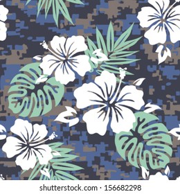 Seamless Hawaiian Aloha Camouflage Background Pattern