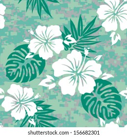 Seamless Hawaiian Aloha Camouflage Background Pattern
