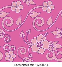 Seamless Hawaiian Flower Pattern - Pink version