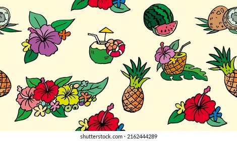 Seamless Hawaiian style art vector for illustration, background, card