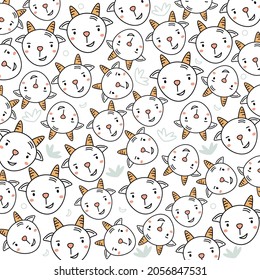 Seamless head goat cute illustration