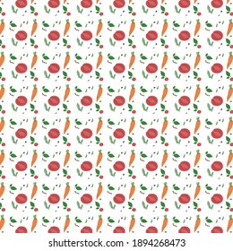 Seamless healthy food pattern. Vector doodle illustration.