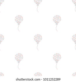 Seamless Heart Air Balloon Pattern on dark. Hand Drawn Design. Great for wall art design, gift paper, wrapping, fabric, textile, etc. Vector Illustration