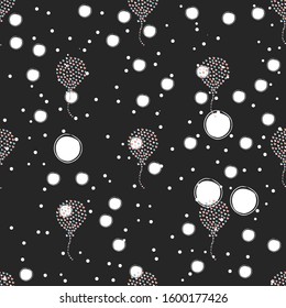 Seamless Heart Air Balloon Pattern. Hand Drawn Design. Great for wall art design, gift paper, wrapping, fabric, textile, etc. Vector Illustration