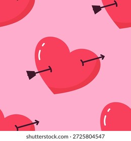 Corazón sin fisuras con el patrón de la flecha, Vector lindo del fondo del amor de San Valentín