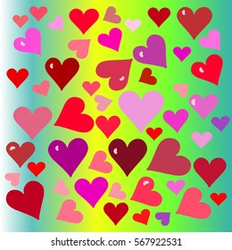 Seamless heart background in bright colors. Great for Baby, Valentine's Day, Mother's Day, wedding, scrapbook, surface textures.