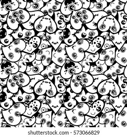 Seamless heart background with emoji to the Saint Valentine's day. Vector pattern