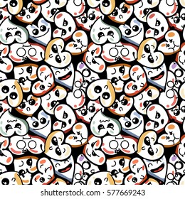 Seamless heart background with emoji to the Saint Valentine's day. Vector pattern