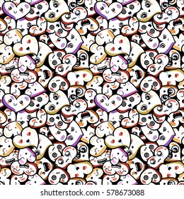 Seamless heart background with emoji to the Saint Valentine's day. Vector pattern