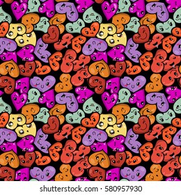 Seamless heart background with emoji to the Saint Valentine's day. Vector pattern