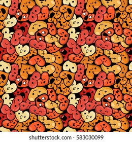 Seamless heart background with emoji to the Saint Valentine's day. Vector pattern
