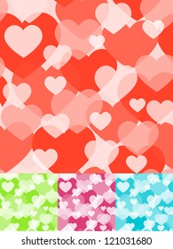 Seamless heart background in four colors.  Vector illustration