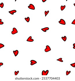 Seamless heart background. hand drawing. Not AI, Vector illustration