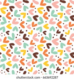 Seamless heart background in pastel colors. Great for Baby, Valentine's Day, Mother's Day, wedding, scrapbook, surface textures.