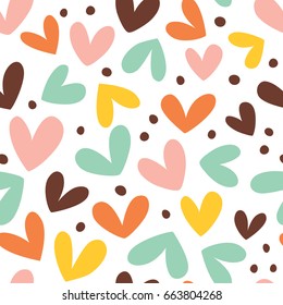 Seamless heart background in pastel colors. Great for Baby, Valentine's Day, Mother's Day, wedding, scrapbook, surface textures.