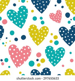 Seamless heart background in pretty colors. Great for Baby, Valentine's Day, Mother's Day, wedding, scrapbook, surface textures.