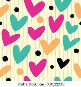 Seamless heart background in pretty colors. Great for Baby, Valentine's Day, Mother's Day, wedding, scrapbook, surface textures.