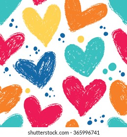 Seamless heart background in pretty colors. Great for Baby, Valentine's Day, Mother's Day, wedding, scrapbook, surface textures.