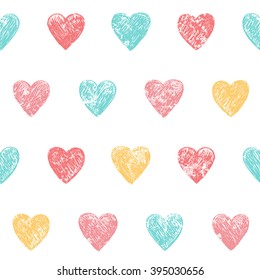 Seamless heart background in pretty colors. Great for Baby, Valentine's Day, Mother's Day, wedding, scrapbook, surface textures.