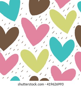 Seamless heart background in pretty colors. Great for Baby, Valentine's Day, Mother's Day, wedding, scrapbook, surface textures.
