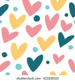 Seamless heart background in pretty colors. Great for Baby, Valentine's Day, Mother's Day, wedding, scrapbook, surface textures.