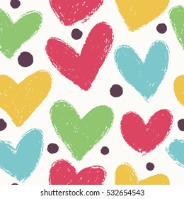 Seamless heart background in pretty colors. Great for Baby, Valentine's Day, Mother's Day, wedding, scrapbook, surface textures.